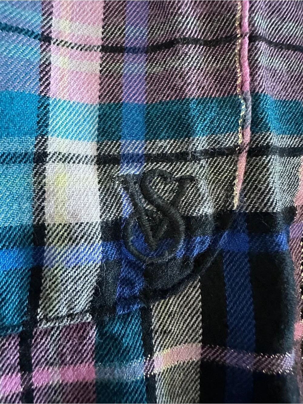 Victoria's Secret - Matching Set -Plaid Pajamas in Navy, Pink & Teal - Size M